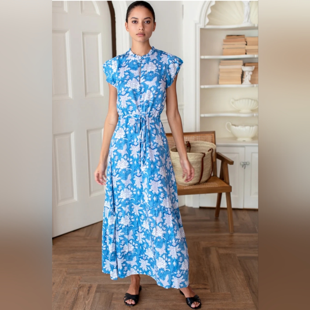 Emerson Fry Blue And White Floral Maxi Dress